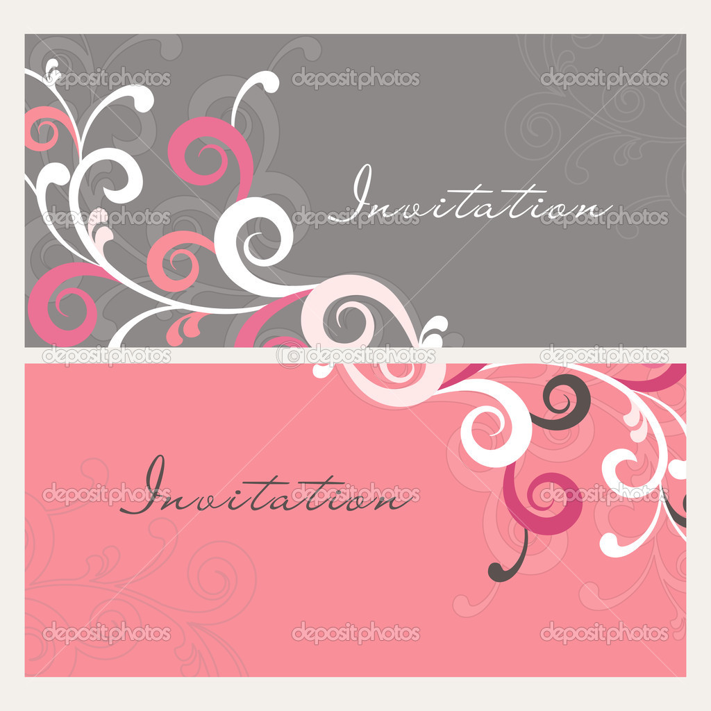 Beautiful floral decorated invitation cards.