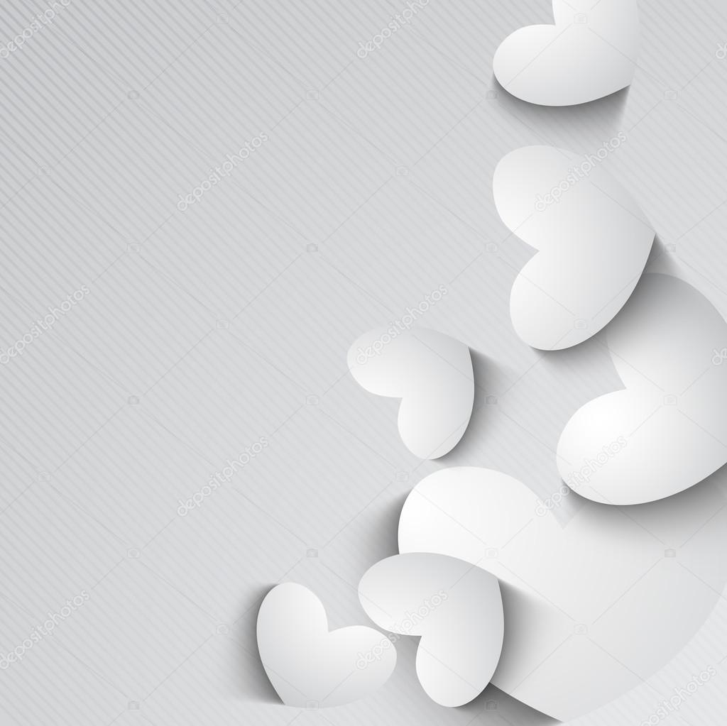 Blank heart shapes on grey background, love concept. — Stock Vector