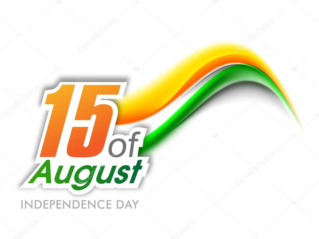 Indian Independence Day wave background with text 15 of August.