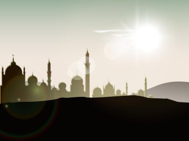 Ramazan kareem için gün arka plan üzerinde cami görünümü.