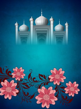 Ramazan kareem için çiçek dekore edilmiş zemin üzerine Camii.