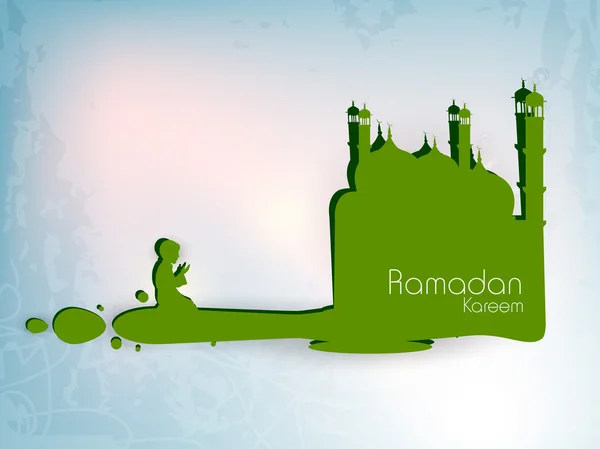 Muslimische Gemeinschaft heiliger Monat Ramadan Kareem mit Illustration — Stockvektor