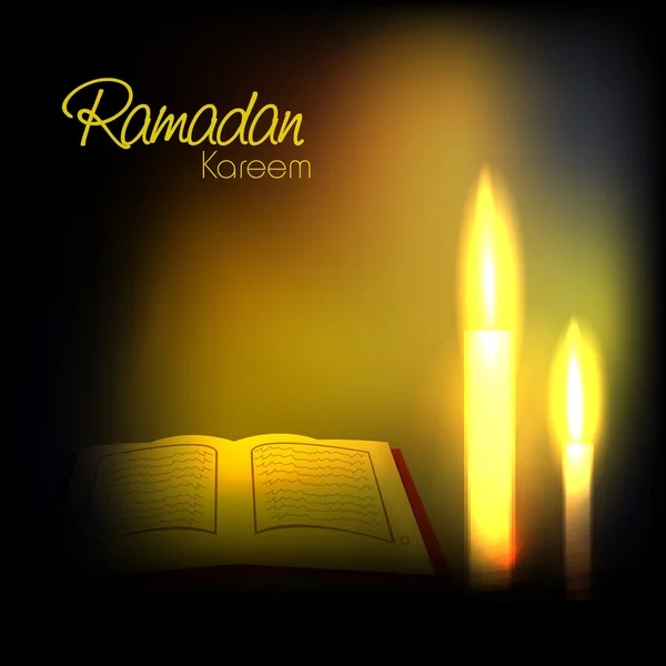 Ramadan Kareem fond avec livre sacré religieux islamique ouvert — Image vectorielle