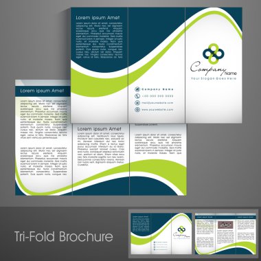 profesyonel iş üç kat flyer şablonu, kurumsal broşür veya kapak tasarımı,-ebilmek olmak kullanma Yayıncılık, baskı ve sunum için.