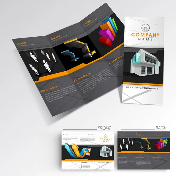 profesyonel iş üç kat flyer şablonu, kurumsal broşür veya kapak tasarımı,-ebilmek olmak kullanma Yayıncılık, baskı ve sunum için.