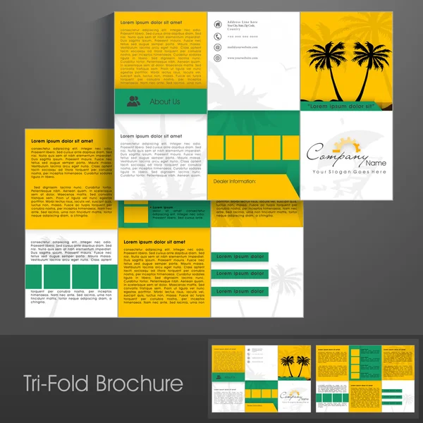 Professionele Business drie-voudige flyer sjabloon, corporate brochure of cover ontwerp, kan worden gebruikt voor publicatie, afdrukken en presentatie. — Stockvector