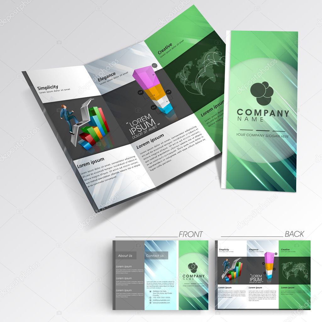 Professional business three fold flyer template, corporate brochure or cover design, can be use for publishing, print and presentation.