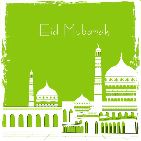 Muslimské Společenství festival eid mubarak pozadí. — Stockový vektor