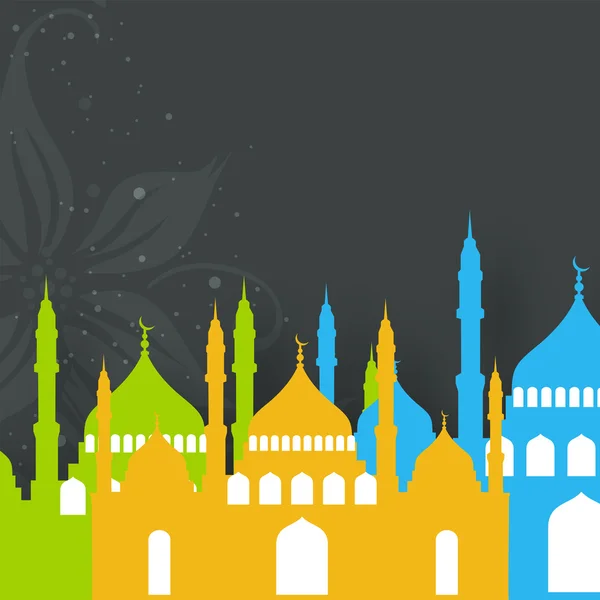 Muslimské Společenství festival eid mubarak pozadí. — Stockový vektor