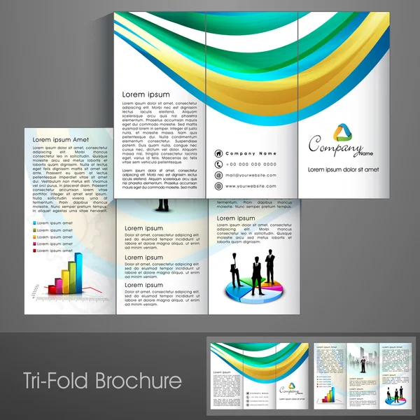 Negocio profesional plantilla de folleto de tres pliegues, broche corporativo — Vector de stock