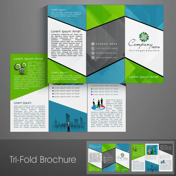 Professionele drie vouwen sjabloon folder, corporate broch — Stockvector