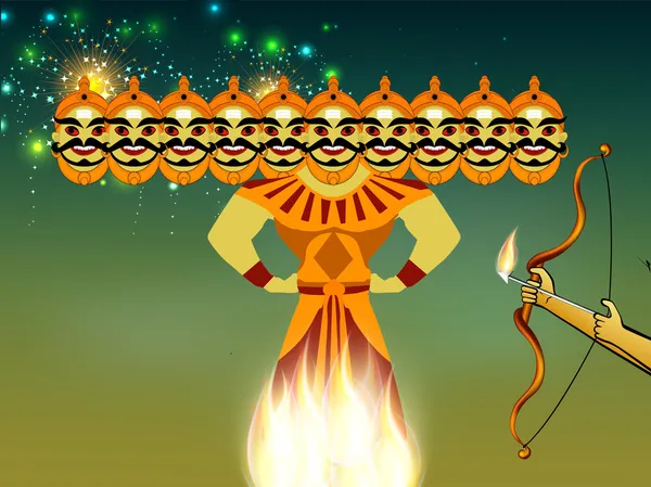 Индийский фестиваль Happy Dussehra background . — стоковый вектор