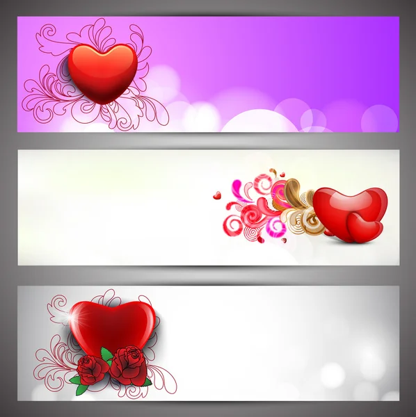 Amor encabezado del sitio web o conjunto de banners . — Vector de stock