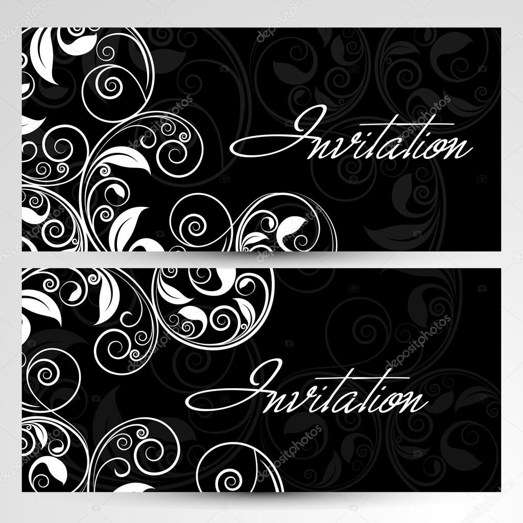 Beautiful floral decorated invitation cards. Stock Vector Image by