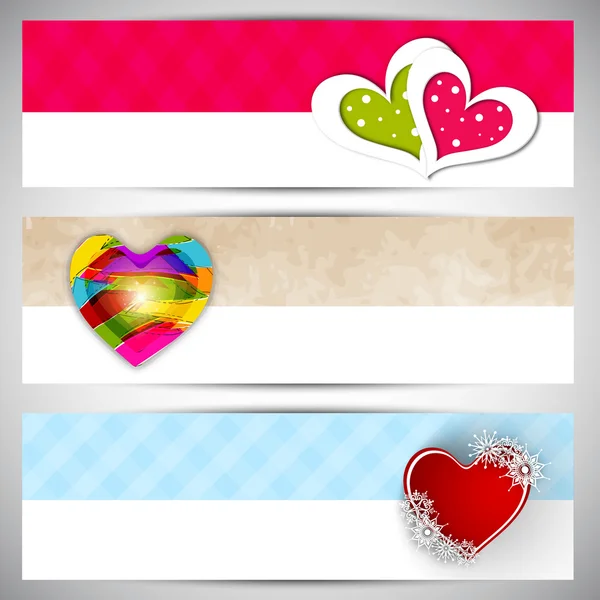 Amor encabezado del sitio web o conjunto de banners . — Vector de stock