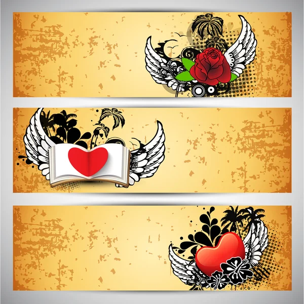 Love website header or banner set. — Stock Vector