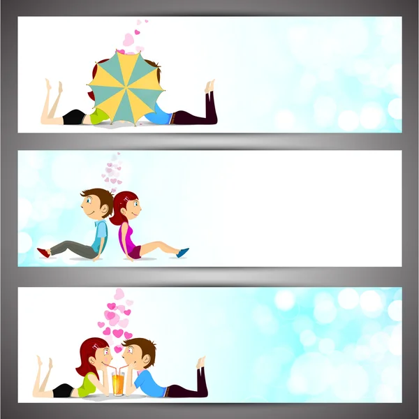 Intestazione del sito web amore o banner set . — Vettoriale Stock