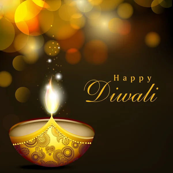 Ευτυχισμένο diwali, το Φεστιβάλ φώτα υπόβαθρο γιορτή στην Ινδία. — Διανυσματικό Αρχείο