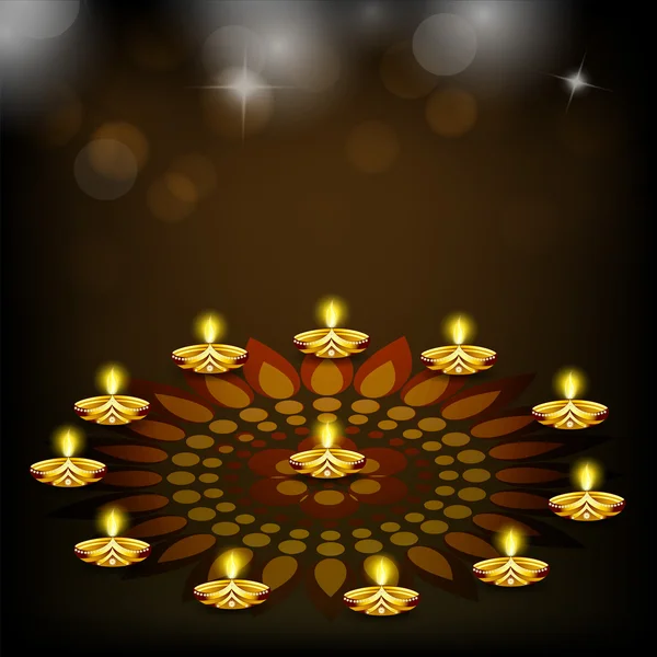 Felice Diwali, festival di luci celebrazione sfondo in India . — Vettoriale Stock