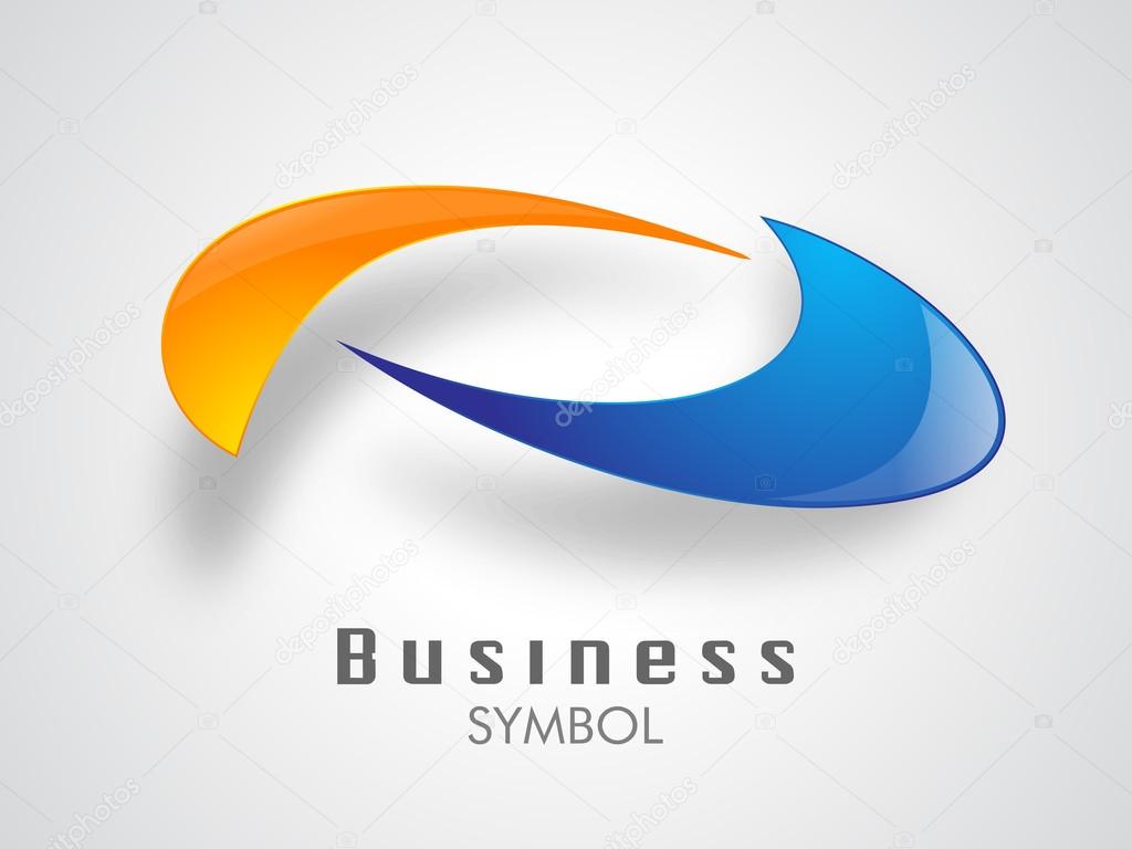 Orange & Blue corporate icon or business symbol on grey backgrou