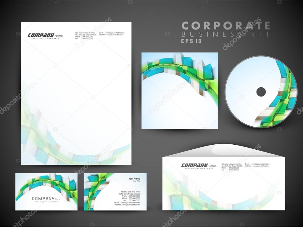 Professional corporate identity kit or business kit with artistic, abstract wave effect for your business includes CD Cover, Business Card, Envelope and Letter Head Designs in EPS 10 format.