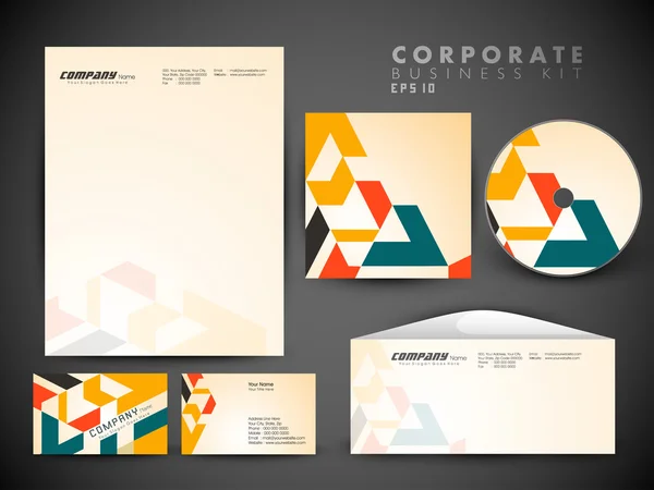 Professional corporate identity kit or business kit with artistic, abstract wave effect for your business includes CD Cover, Business Card, Envelope and Letter Head Designs in EPS 10 format. — Stock Vector