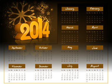 Yeni yıl 2014 takvim.