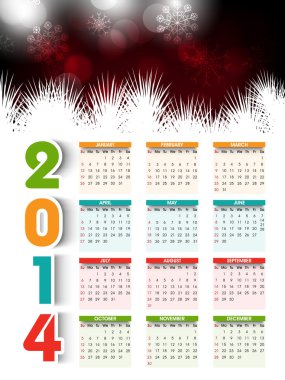 Yeni yıl 2014 takvim.