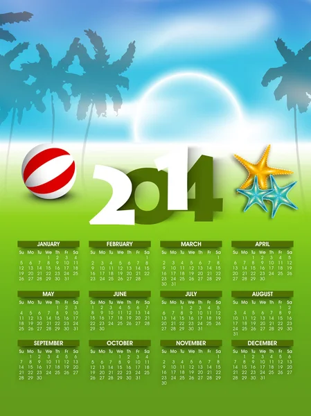 Nieuwe jaar 2014 kalender. — Stockvector