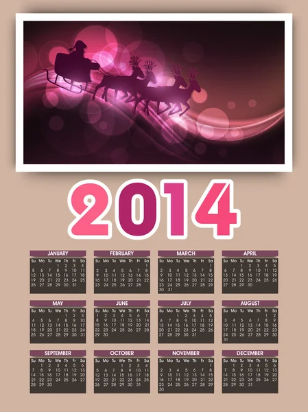 Nytt år 2014 kalender. — Stock vektor