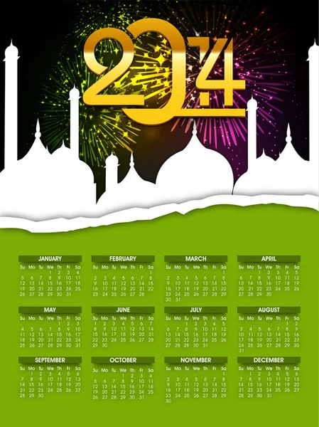 Calendarul anului nou 2014 . — Vector de stoc