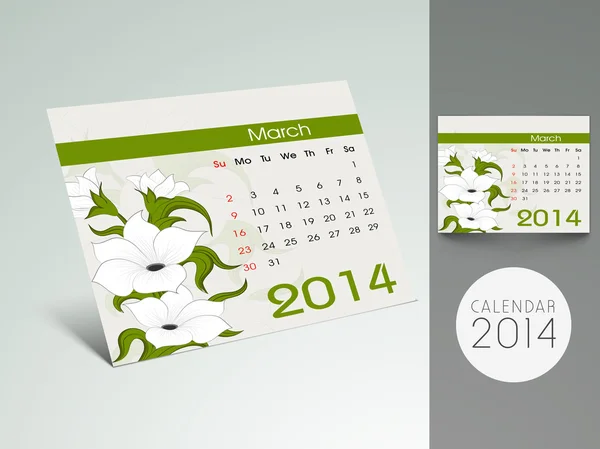 Nieuwe jaar 2014 kalender. — Stockvector