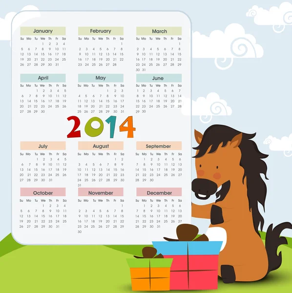 Kalender für das neue Jahr 2014. — Stockvektor