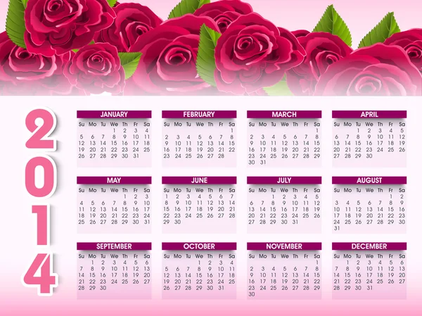 Año Nuevo 2014 calendario . — Vector de stock