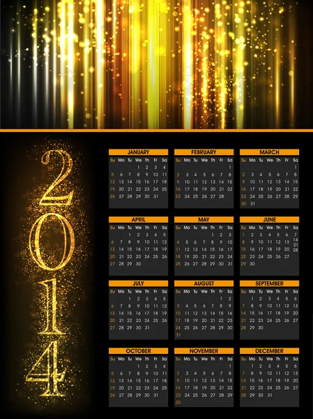 Año Nuevo 2014 calendario . — Vector de stock