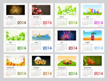 Yeni yıl 2014 takvim.