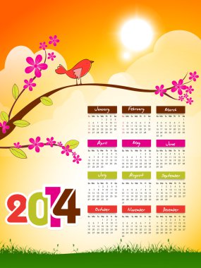 Yeni yıl 2014 takvim.