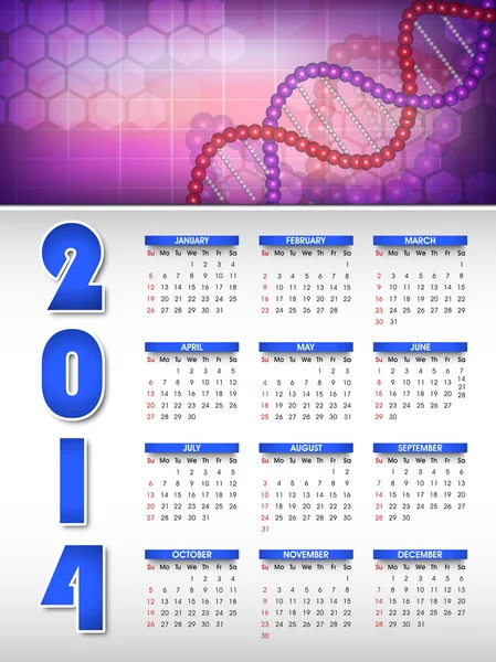 Kalender für das neue Jahr 2014. — Stockvektor