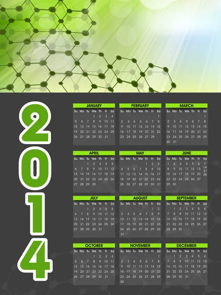 2014-es újévi naptár. — Stock Vector