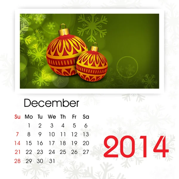 Calendario 2014 di anno nuovo . — Vettoriale Stock