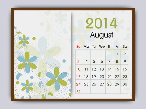 Año Nuevo 2014 calendario . — Vector de stock