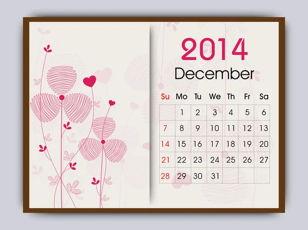 Νέο έτος 2014 ημερολόγιο. — Διανυσματικό Αρχείο