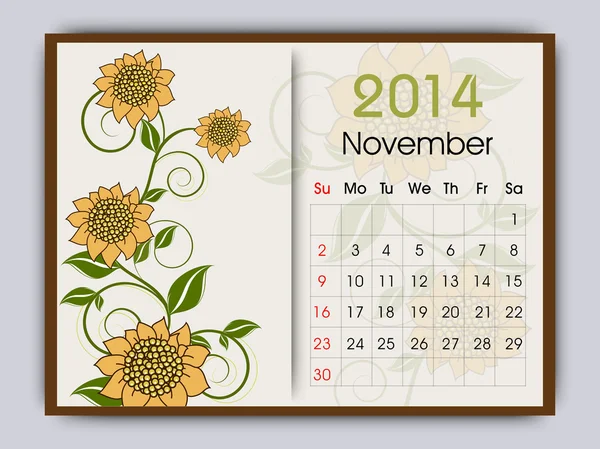 Calendario 2014 di anno nuovo . — Vettoriale Stock