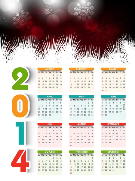 Yeni yıl 2014 takvim.