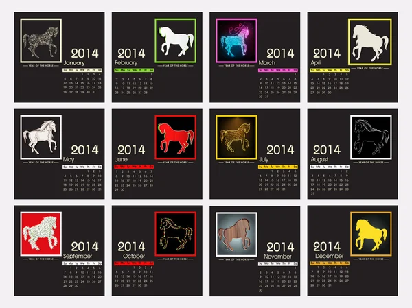 Ano Novo 2014 calendário . — Vetor de Stock