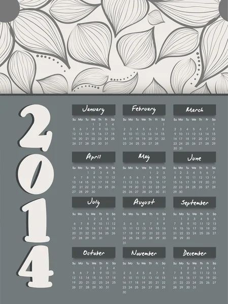 Ano Novo 2014 calendário . —  Vetores de Stock