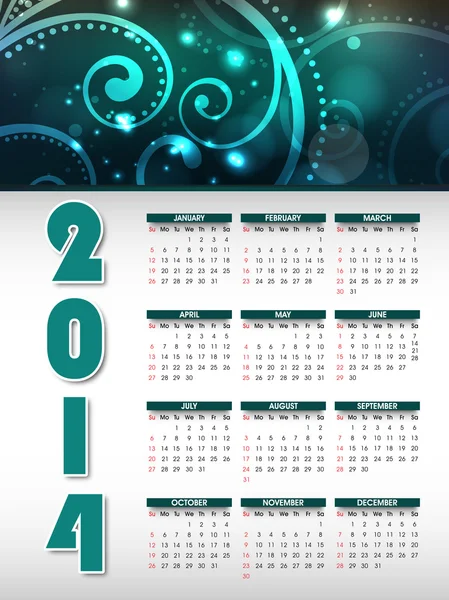 Новорічний 2014 календар . — стоковий вектор