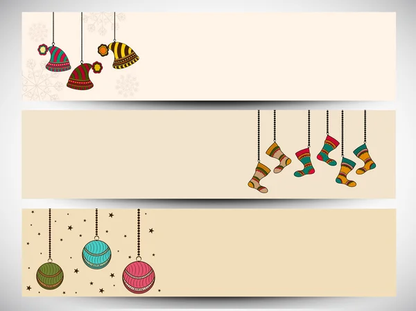 Feliz Ano Novo 2014 ou Feliz Natal celebração site cabeçalho ou banner set . —  Vetores de Stock