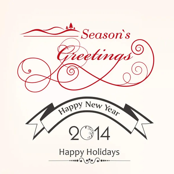 Kaligrafické a typografické prvky, rámečky, vintage štítky, samolepky nebo značky pro Veselé Vánoce a šťastný nový rok 2014 oslavy. — Stockový vektor