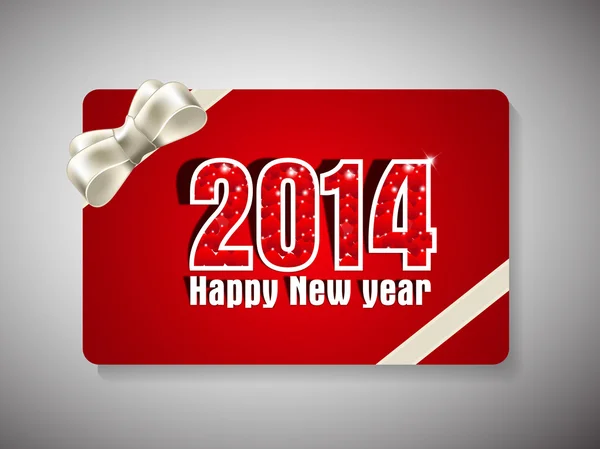 Happy new year 2014 en merry christmas viering Geschenkenkaart. — Stockvector